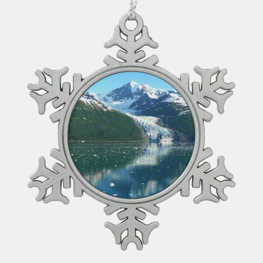Uni Fjord I Beautiful Alaska Fotografie Schneeflocken Zinn-Ornament (Vorderseite)