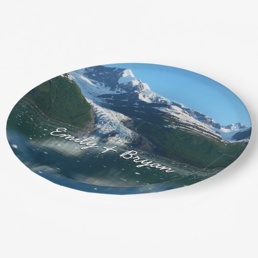 Uni Fjord II Schöne Alaska Fotografie Pappteller (Schrägansicht)