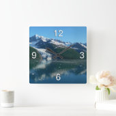 Uni Fjord II Schöne Alaska Fotografie Quadratische Wanduhr (Zuhause)