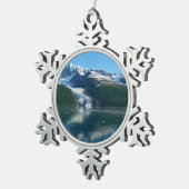 Uni Fjord II Schöne Alaska Fotografie Schneeflocken Zinn-Ornament (Rechts)