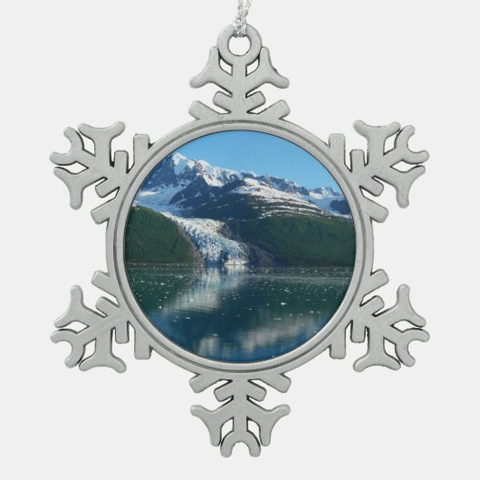 Uni Fjord II Schöne Alaska Fotografie Schneeflocken Zinn-Ornament (Vorderseite)
