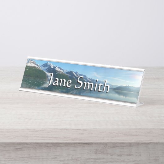 Uni Fjord II Schöne Alaska Fotografie Schreibtischnamensplakette (Vorderseite )