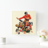 Uni Football Quadratische Wanduhr (Zuhause)