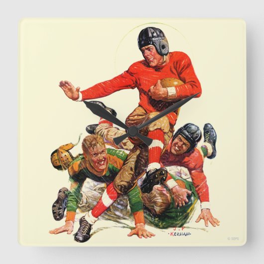 Uni Football Quadratische Wanduhr (Vorderseite)