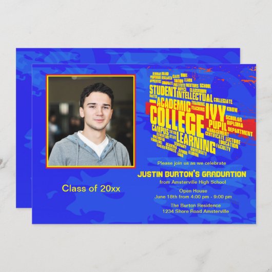 Uni Foto Abschluss Einladung (Vorne/Hinten)