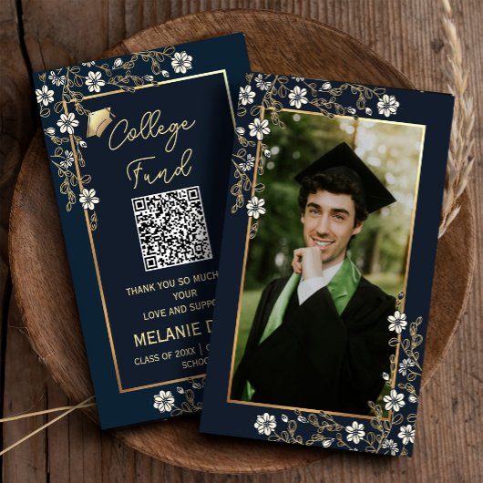 Uni Fund Navy Blue Abschluss Umschließungskarte Visitenkarte