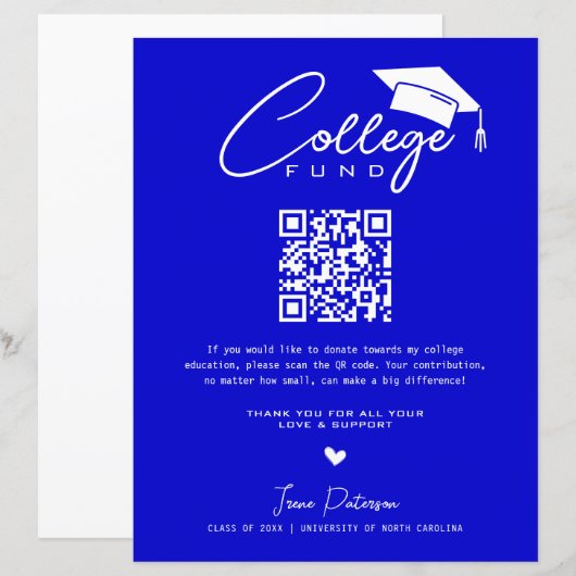 Uni Fund Qr Code Mittelblauer Abschluss Moderne (Vorne/Hinten)