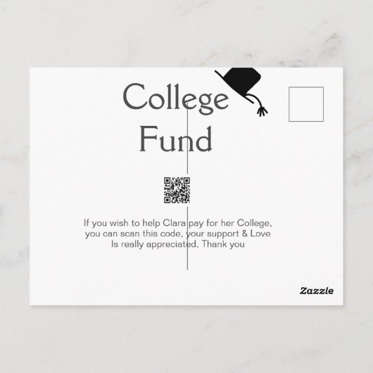 Uni Fund Scan QR Details Graduiertenspende hinzufü Postkarte (Rückseite)