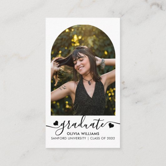 Uni für Herztext QR Code Foto Grad Begleitkarte (Rückseite)