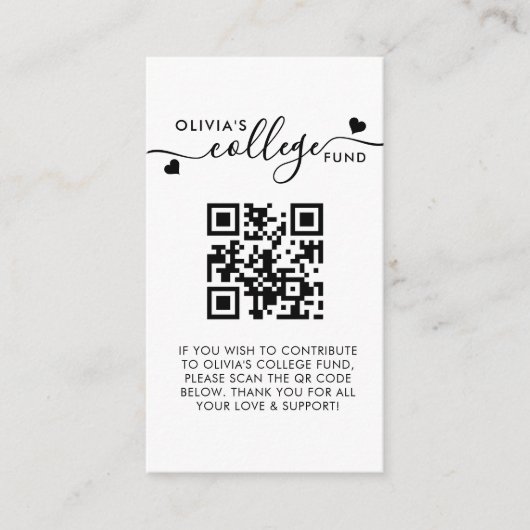 Uni für Herztext QR Code Foto Grad Begleitkarte (Vorderseite)