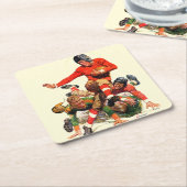 Uni-Fußball Rechteckiger Pappuntersetzer (angewinkelt)