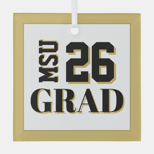 Uni Grad '26 Ornament Aus Glas (Vorderseite)