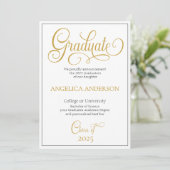 Uni Grad Ankündigung von elegantem Script-Foto (Stehend Vorderseite)
