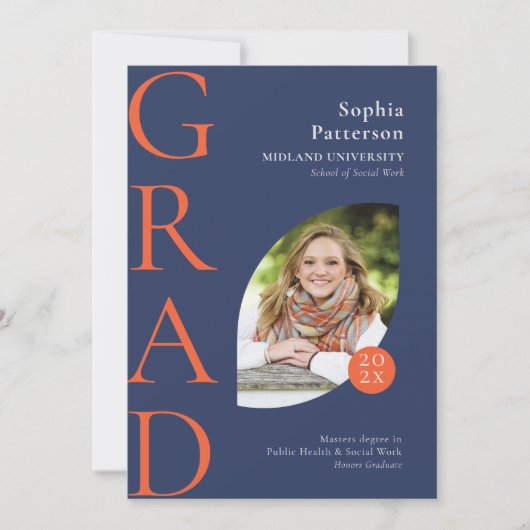 Uni Graduate Foto Blue Orange Ankündigung (Vorderseite)
