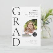 Uni Graduate Foto Schwarz-weiß Ankündigung (Stehend Vorderseite)