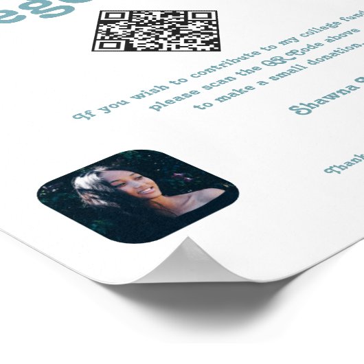 Uni Graduate Fund Spende QR Code Retro-Signatur Poster (Ecke)