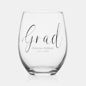 Uni Graduate Moderne Elegante Abschluss Weinglas Ohne Stiel (Vorderseite)