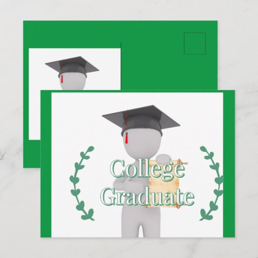 Uni Graduate Postkarte (Vorne/Hinten)