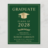 Uni Green Gold Graduation Party Einladung (Vorderseite)