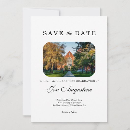 Uni High School Abschluss Save the Date Karte (Vorderseite)