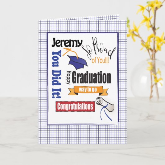 Uni High School Bold Modern Abschluss Karte (Gelbe Blume)