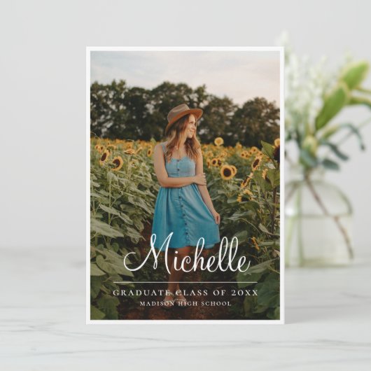 Uni High School Graduate Class of Abschluss Ankündigung (Stehend Vorderseite)