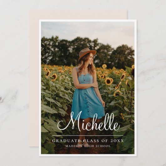 Uni High School Graduate Class of Abschluss Ankündigung (Vorne/Hinten)