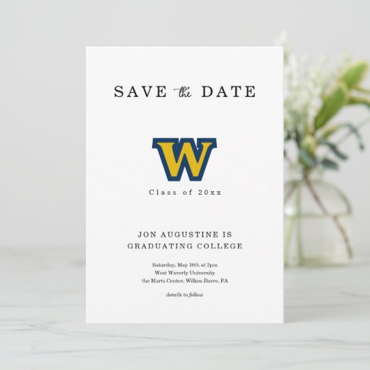 Uni High School Logo Abschluss Save the Date Einladung (Stehend Vorderseite)