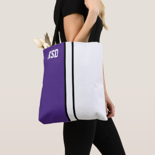 Uni Lila und weiß Monogramm Tasche