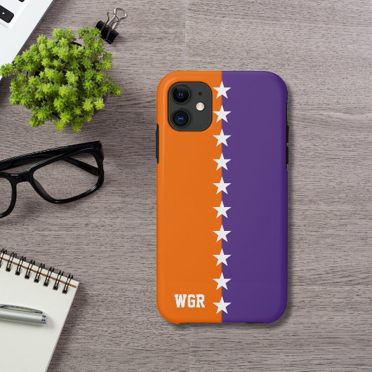 Uni Orange, Lila und weiße Monogramm Case-Mate iPhone Hülle