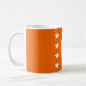 Uni Orange, Lila und weiße Monogramm Kaffeetasse (Links)