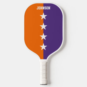 Uni Orange, Lila und weiße Monogramm Pickleball Schläger