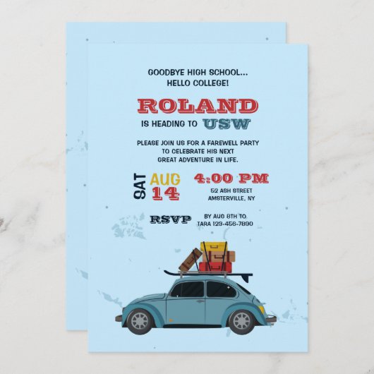 Uni Party Einladung (Vorne/Hinten)