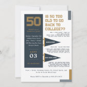 Uni Pennants | Blue & Gold 50. Geburtstag Einladung (Vorderseite)