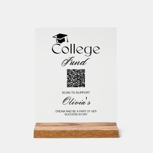 Uni QR-Code Minimalistischer Schwarzer Text Acrylschild (Vorderseite)