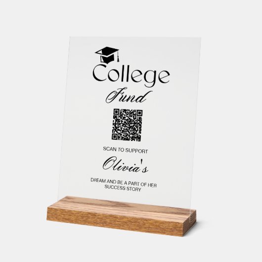Uni QR-Code Minimalistischer Schwarzer Text Acrylschild (Winkel)