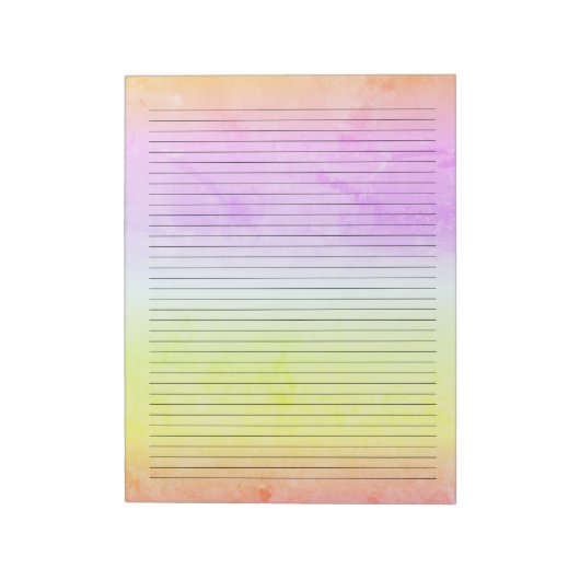 Uni Regellinien Wasserfarben Pastell Regenbogen Notizblock (Rotiert)