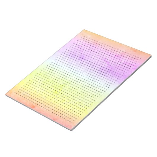 Uni Regellinien Wasserfarben Pastell Regenbogen Notizblock (angewinkelt)