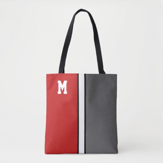 Uni Rot und Grau Monogramm Tasche (Vorderseite)