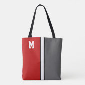 Uni Rot und Grau Monogramm Tasche (Rückseite)