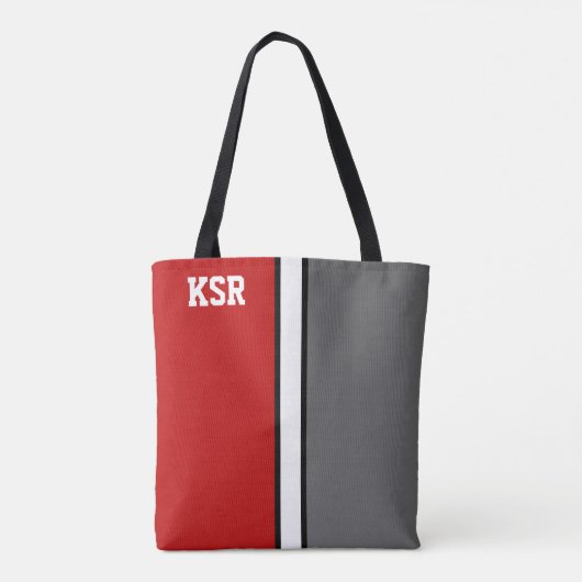 Uni Rot und Grau Monogramm Tasche (Rückseite)