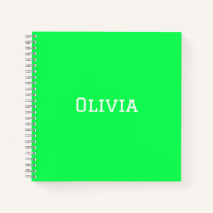 Uni Ruled-Notebook   Neon Green   PERSONALISIERT Notizblock