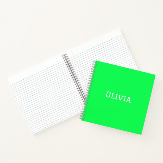 Uni Ruled-Notebook | Neon Green | PERSONALISIERT Notizblock (Innenseite)