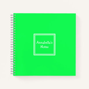 Uni Ruled-Notebook   Neon Green   PERSONALISIERT Notizblock