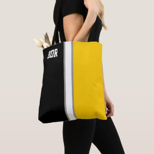 Uni Schwarz und Gold Monogramm Tasche
