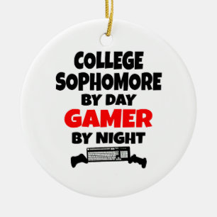 Uni Sophomore by Day Gamer by Night Keramikornament