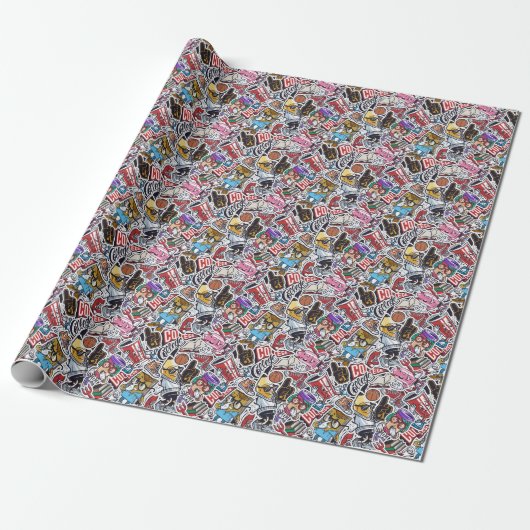 Uni Spaß, farbenfrohe Vintage Muster Geschenkpapier (Ungerollt)