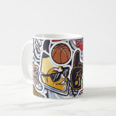 Uni Spaß, farbenfrohe Vintage Muster Kaffeetasse (Vorderseite Links)