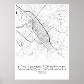 Uni Station Map - Texas - City Map Poster (Vorne)