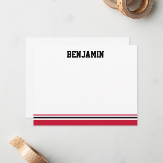 Uni Stripe Bar Mitzvah Danke Karte (Vorderseite/Rückseite Beispiel)